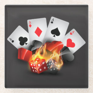 Flame Poker Casino Black Glasuntersetzer