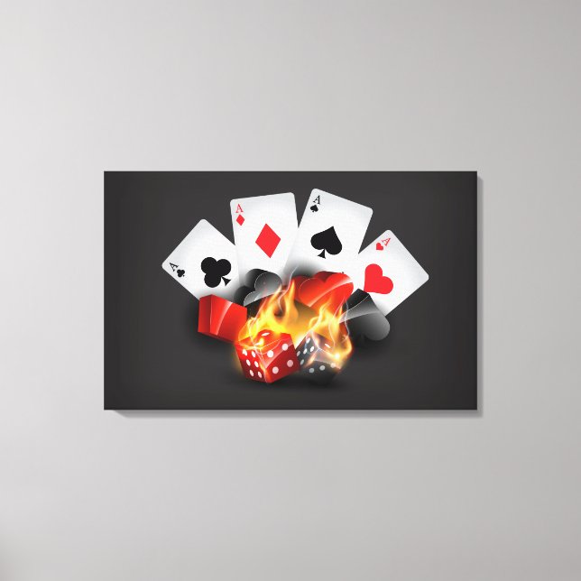 Flame Poker Casino Black Leinwanddruck (Vorderseite)