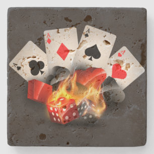 Flame Poker Casino Black Steinuntersetzer