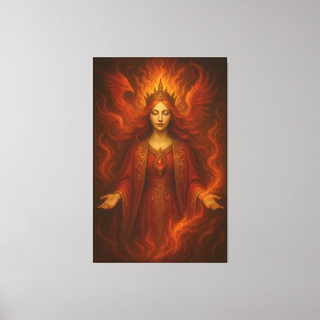 Flame Queen of Eternal Fire – Fire Goddess with Cr Leinwanddruck (Vorderseite)