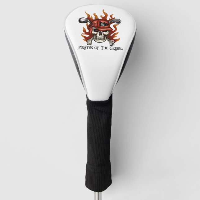 Flame Skull Pirate Golfer Golf Head Cover Headcover (Vorderseite)