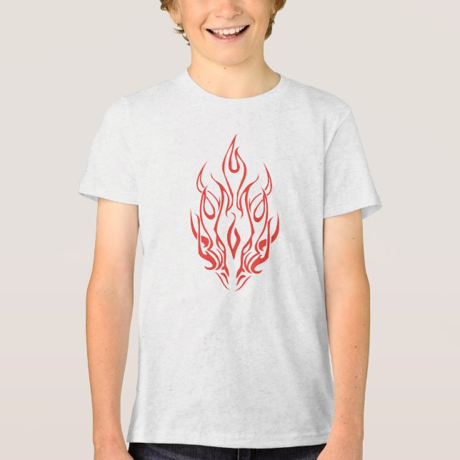 Flame Spirit Face | Tribal Fire Silhouette Art Tri-Blend Shirt (Vorderseite)
