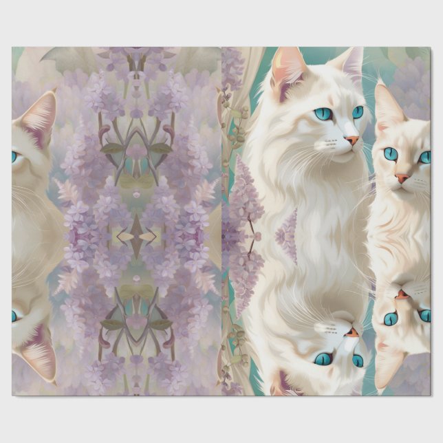 Flame und Lilac Lynx Point Siamese Portrait Art Geschenkpapier (Saum)