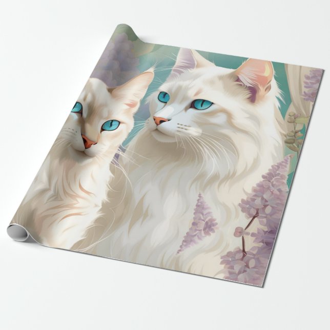 Flame und Lilac Lynx Point Siamese Portrait Art Geschenkpapier (Ungerollt)