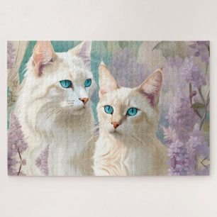 Flame und Lilac Lynx Point Siamese Portrait Art Puzzle