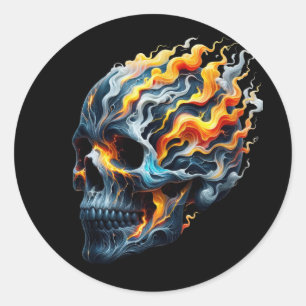 Flame Vortex Skull Runder Aufkleber