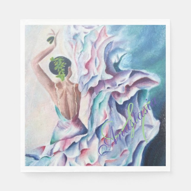 FLAMENCO DANCE PARTY MONOGRAMM SERVIETTE (Vorderseite)