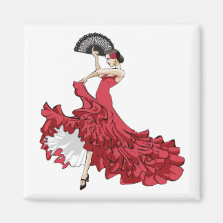 Flamenco Dancer Magnet Rotes Kleid
