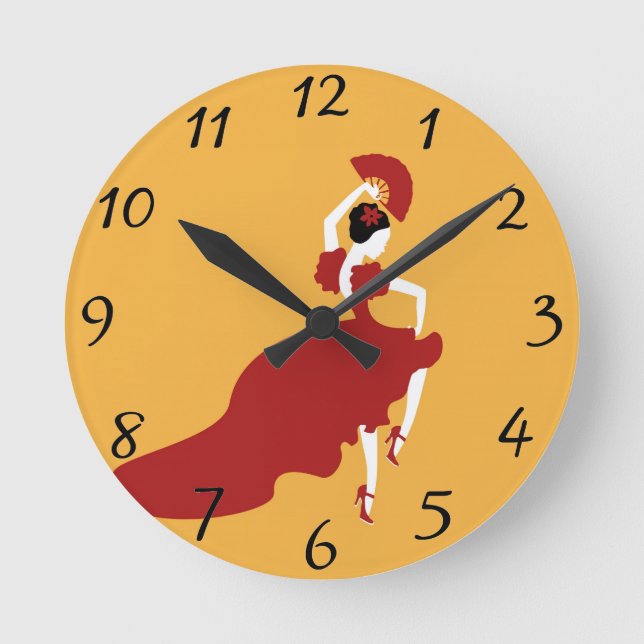 Flamenco Dancer Runde Wanduhr (Vorderseite)
