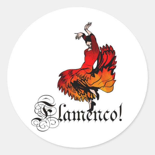 Flamenco Dancer Runder Aufkleber (Vorderseite)
