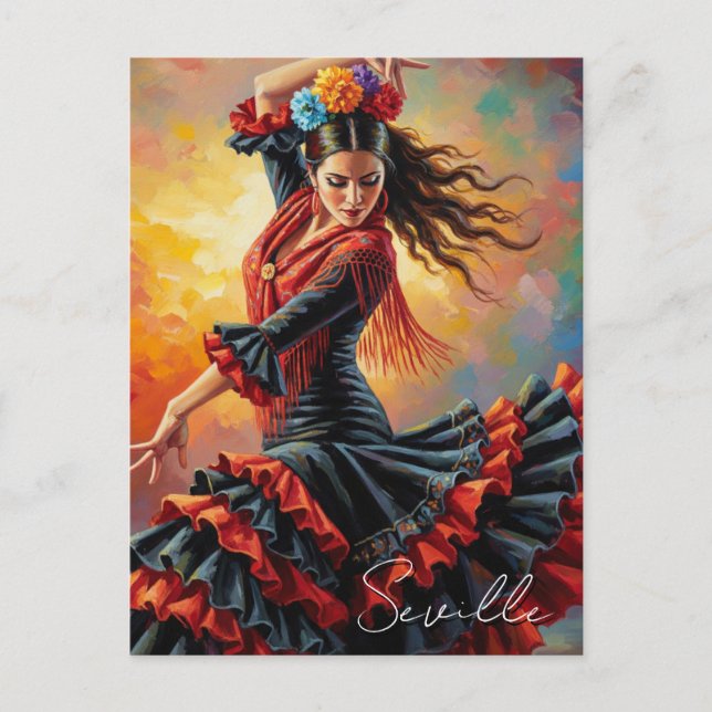 Flamenco Dancer Sevilla Spanien Reisen Postkarte (Vorderseite)