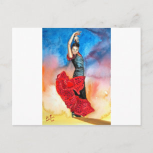FLAMENCO DANCER Wasserfarbe Postkarte