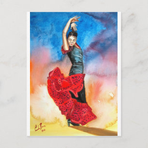 FLAMENCO DANCER Wasserfarbe Postkarte