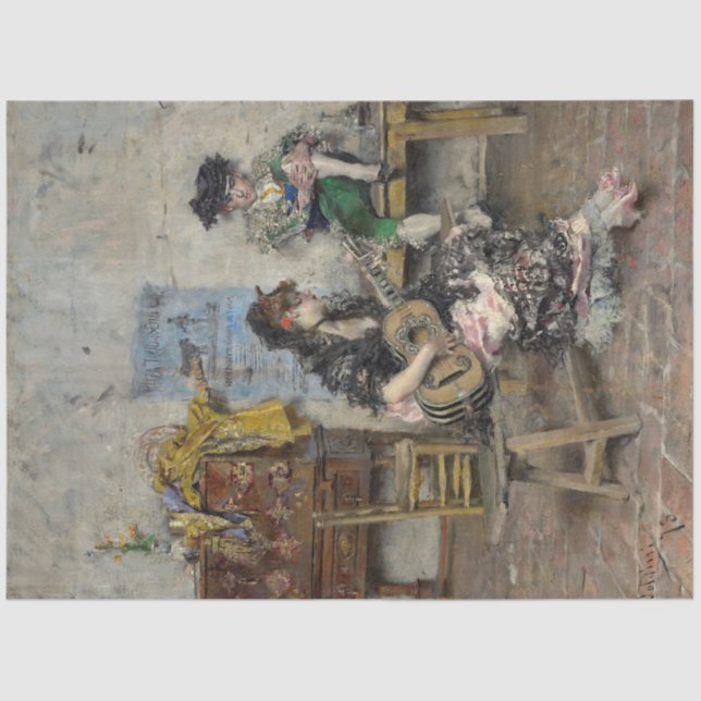 Flamenco-Gitarrenspielerin (spanische Gitarrist) Seidenpapier (Vorderseite)