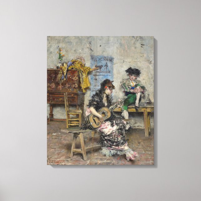 Flamenco-Gitarrist (Spanisch-Gitarrist bei Weibche Leinwanddruck (Vorderseite)