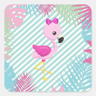 Flamenco Rosa Baby para personalizar e imprimir Quadratischer Aufkleber