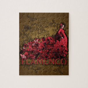 Flamenco Spanien Tanz Roter Schwarzer Braun Puzzle