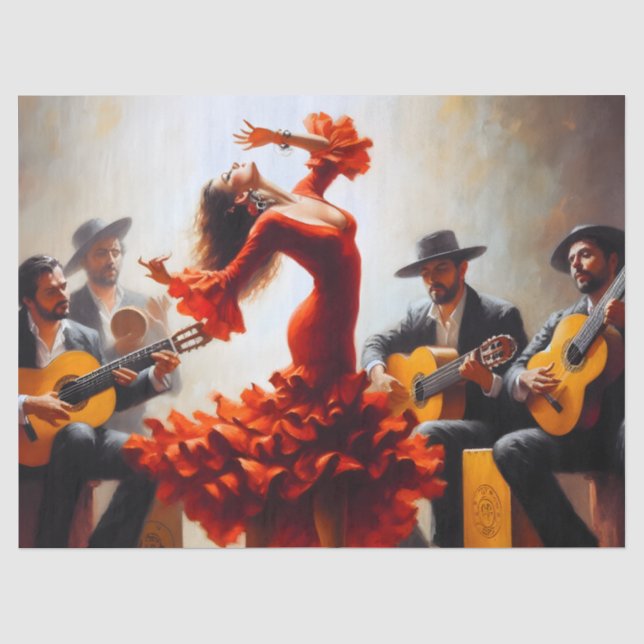 Flamenco Tancing Ephemera Möbeldekoupage Seidenpapier (Vorderseite)