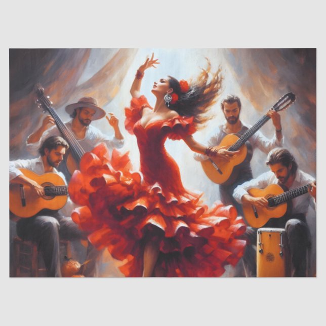Flamenco Tancing Ephemera Möbeldekoupage Seidenpapier (Vorderseite)