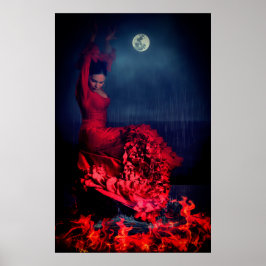 Flamenco-Tänzer im Feuer Poster