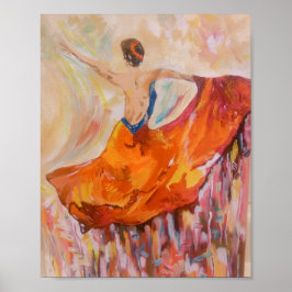 Flamenco-Tänzer in roter Printwerbung Poster