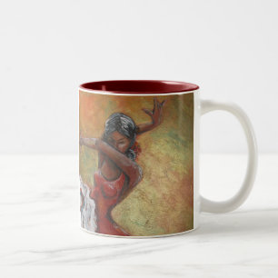 Flamenco-Tänzer-Kunst-Tasse Zweifarbige Tasse