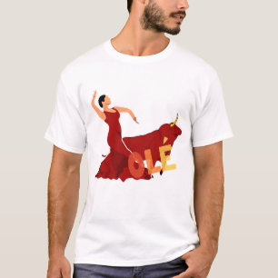 Flamenco-Tänzer mit Bull und feinem Olé-Symbol T-Shirt