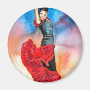 FLAMENCO-TÄNZER-Wasserfarbe Magnet