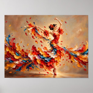 Flamenco-Tänzerin Herbstblätter Kunst Poster