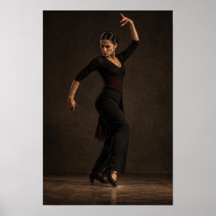 Flamenco-Tänzerin in Schwarz Dramatische Tanz-Wand Poster