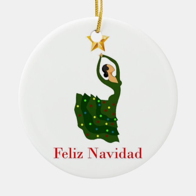 Flamenco-Tänzerin Keramik Ornament (Vorne)