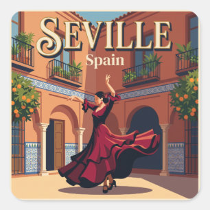 Flamenco-Tänzerin Sevilla Spanien Quadratischer Aufkleber