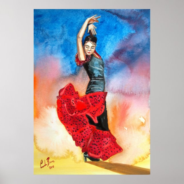 Flamenco-Tänzermalerei Poster (Vorne)