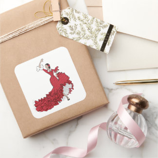 Flamenco-Tänzersticker Quadratischer Aufkleber