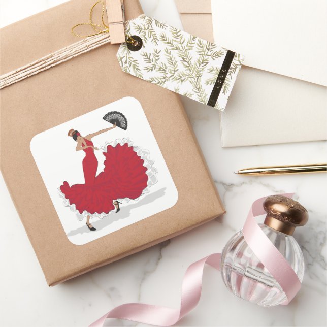 Flamenco-Tänzersticker Quadratischer Aufkleber (Schenken)