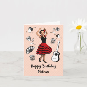 Flamenco-Thema - Niedliche Dancer Doll Birthday od Karte