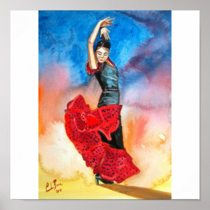 Flamencotänzer-Wasserfarbe Poster