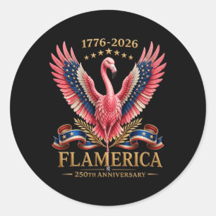 Flamerica 250. Jubiläum patriotischer Flamingo Runder Aufkleber