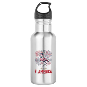Flamerica Flamingo Patriotisches Vintage-Shirt-Des Edelstahlflasche