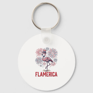 Flamerica Flamingo Patriotisches Vintage-Shirt-Des Schlüsselanhänger