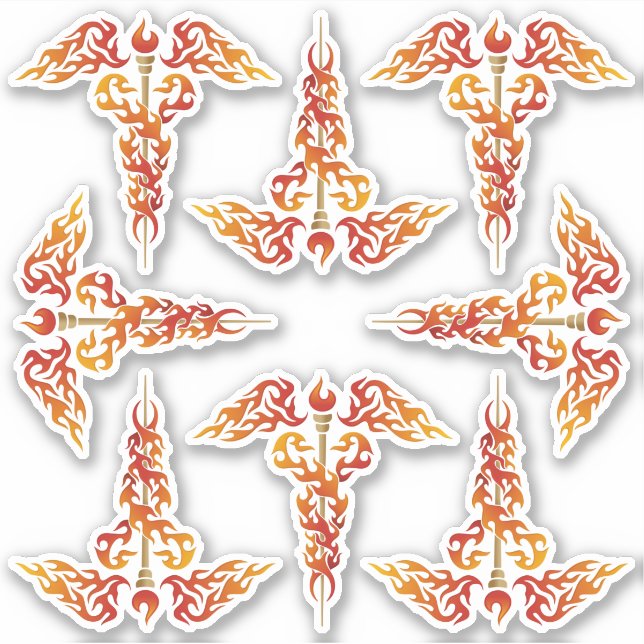Flames Caduceus Aufkleber (Vorderseite)