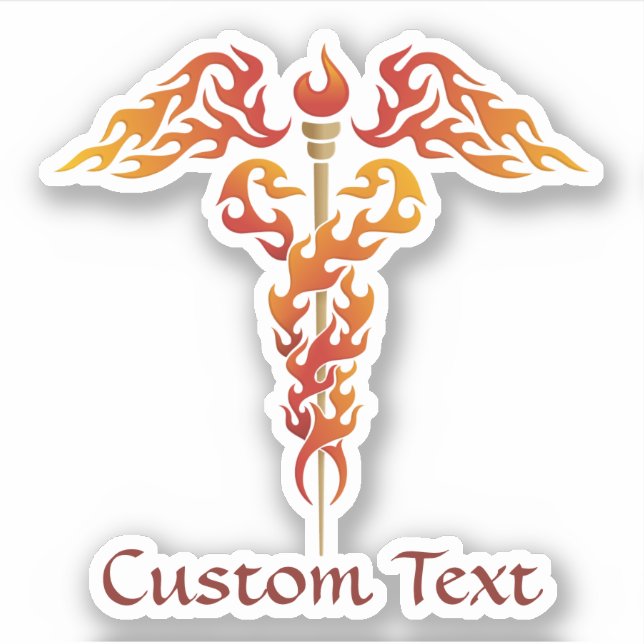 Flames Caduceus Aufkleber (Vorderseite)