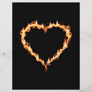 FLAMES HEITEN Schwarzes Herzfeuer brennend heiße L Flyer