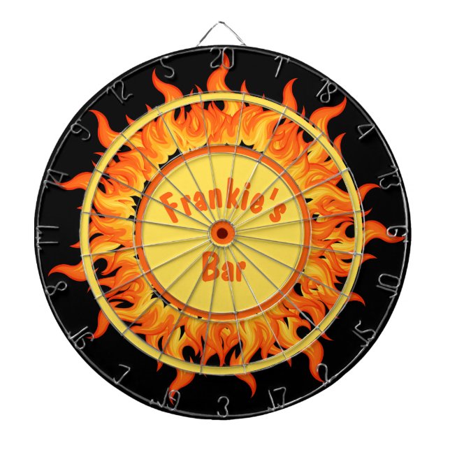 Flames of Fire Black Personalized Dartscheibe (vorne)