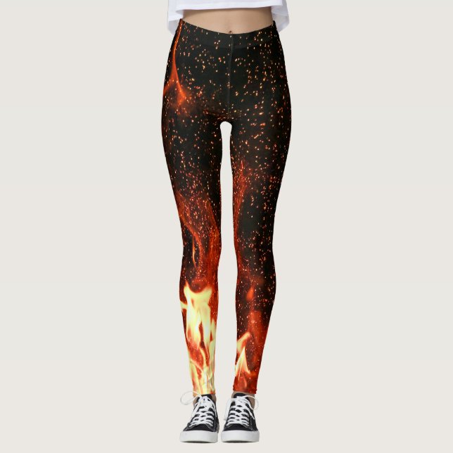 Flames Red Hot Black Fire Racing Modern Leggings (Vorderseite)