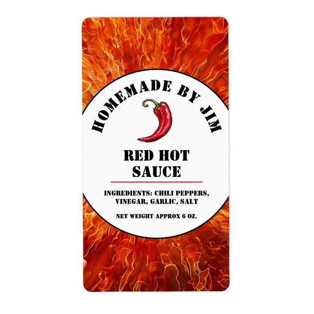 Flames Red Hot Chili Sauce Pepper Label (Von Creator hochgeladen)