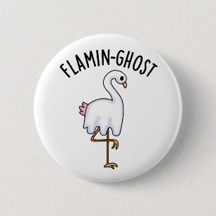 Flamin-ghost Funny Flamingo Ghost Pun Button