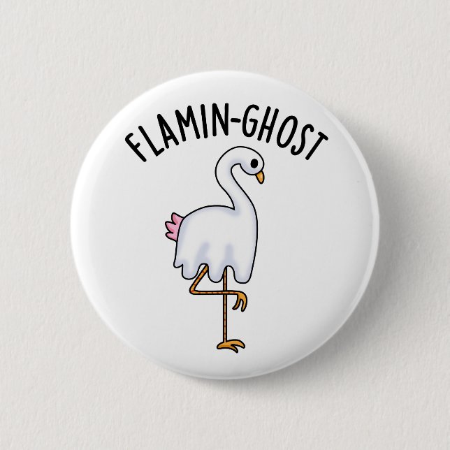 Flamin-ghost Funny Flamingo Ghost Pun Button (Vorderseite)
