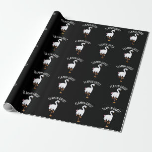 Flamin-ghost Funny Flamingo Ghost Pun Dark BG Geschenkpapier