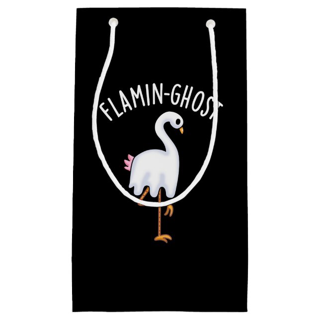 Flamin-ghost Funny Flamingo Ghost Pun Dark BG Kleine Geschenktüte (Vorderseite)